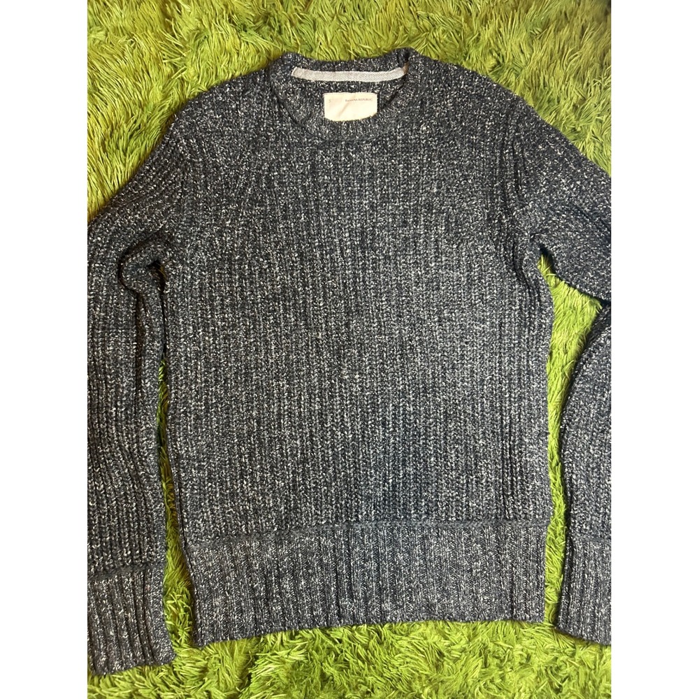Banana Republic Sweater Mens Sm Grey Heritage Collection Ribbed Wool Silk Blend